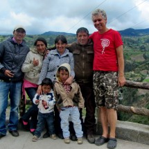 Alfred with a Colombian family on the viewpoint to Las Lajas